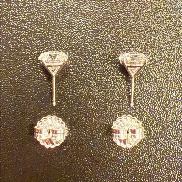 Lab Diamond Stud Earrings 14k Solid WG 4.55 CTW - Picture 5 of 5